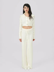 Addison Pants: White Knit Pants for Resort Brunch | Nana Jacqueline