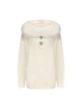 Ava Fur Sweatshirt: White Knit Sweatshirt for Ski Trip | Nana Jacqueline