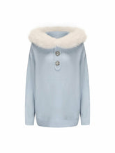 Ava Fur Sweatshirt: Blue Sweatshirt for Ski Resort | Nana Jacqueline
