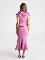 Belle Satin Skirt: Pink Midi Skirt for Garden Party | Nana Jacqueline