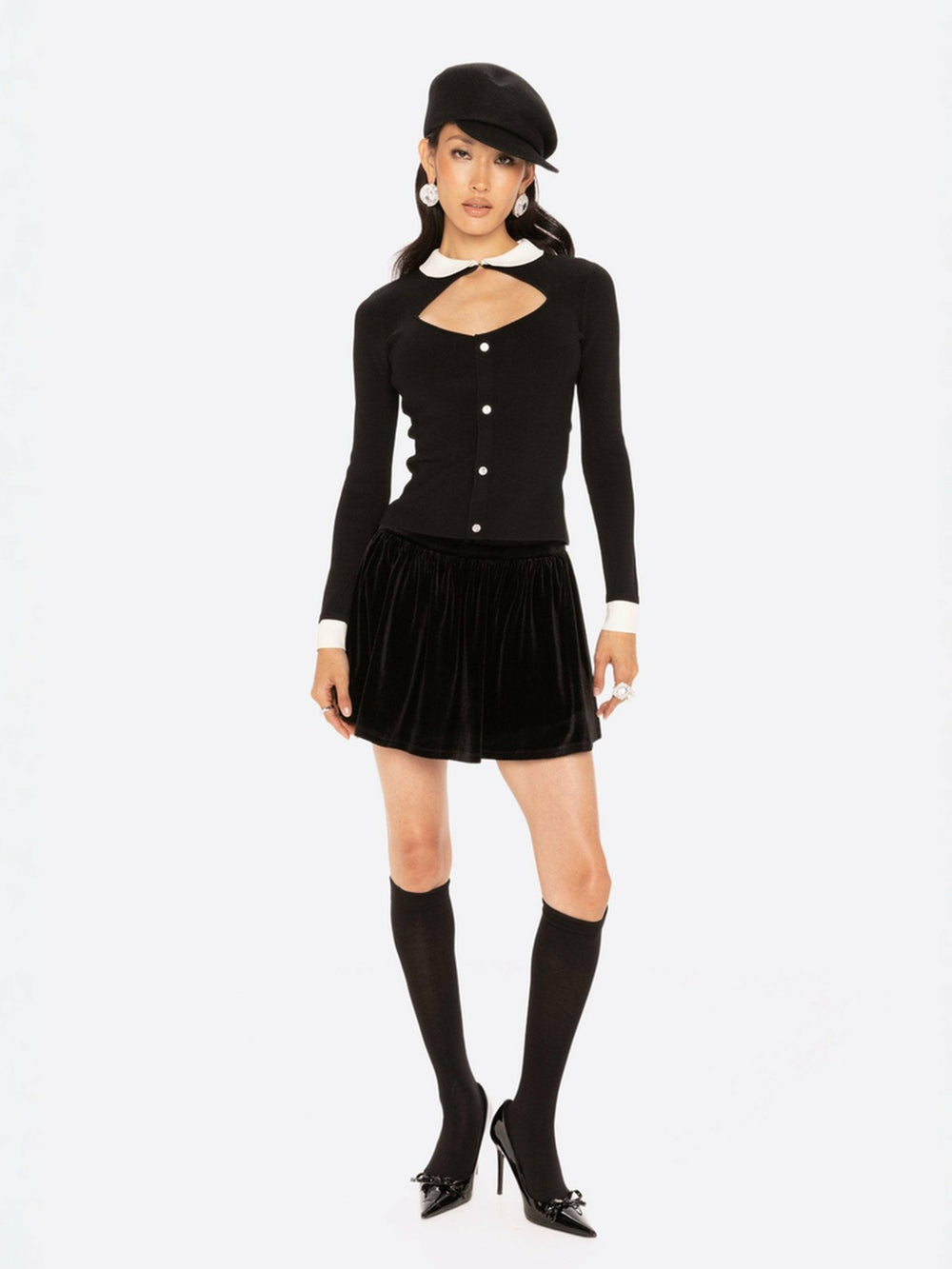 Isabellea Velvet Mini Skirt: Black Mini Skirt for Cocktail Party | Nana Jacqueline