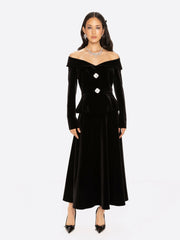Blaire Velvet Maxi Skirt: Black Maxi Skirt for Cocktail Party | Nana Jacqueline