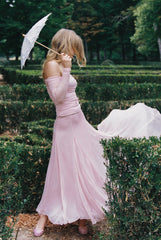 Valencia Skirt: Pink Maxi Skirt for Garden Party | Nana Jacqueline