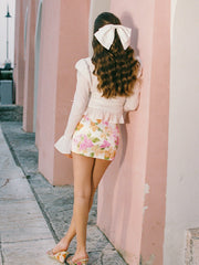Emilia Satin Skirt: Floral Mini Skirt for Birthday Celebration | Nana Jacqueline