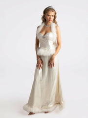 Christina Velvet Skirt: White Skirt for Engagement Party | Nana Jacqueline