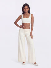 Juliette Textured Wide-Leg White Tailored Pants | Nana Jacqueline