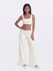 Juliette Textured Wide-Leg White Tailored Pants | Nana Jacqueline
