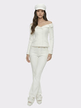 High-Waist White Denim Jeans with Crystal Detail | Nana Jacqueline