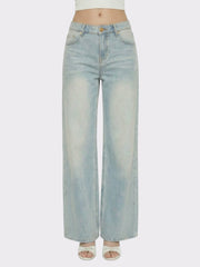 Light Blue Low-Rise Straight Leg Jeans | Nana Jacqueline