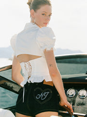 Lexie Heart Pocket Blue Shorts | Nana Jacqueline