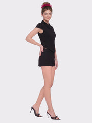 Alina Cinched-Waist Black Top | Nana Jacqueline