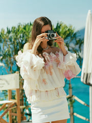 Summer Off-Shoulder Ruffle Cream Blouse | Nana Jacqueline