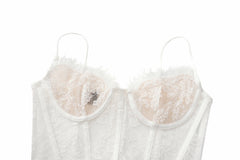 Audrina Lace Top: White Lace Top for Bachelorette Party | Nana Jacqueline