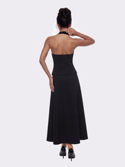 Amara Tailored Halter Black Vest: Black Vest for Cocktail Party | Nana Jacqueline
