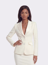 Yvette Satin Lapel Tailored White Structured Blazer | Nana Jacqueline