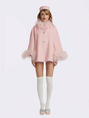 Angelica Feather Coat: Pink Coat for Holiday Party | Nana Jacqueline