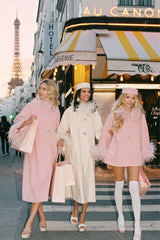 Nina Feather Coat: Pink Coat for Winter Wedding Guest | Nana Jacqueline