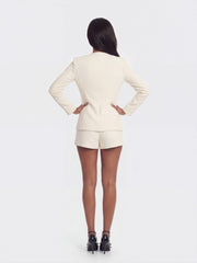 Natalia Tailored Hidden-Placket White Structured Blazer | Nana Jacqueline