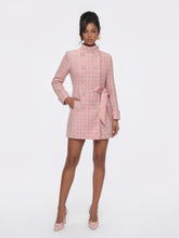 Bianca Tweed Bow Pink Double-Breasted Coat: Pink Coat for Bridal Shower | Nana Jacqueline