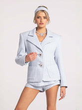 Maya Lapel Suit Jacket: Blue Jacket for Birthday Celebration | Nana Jacqueline