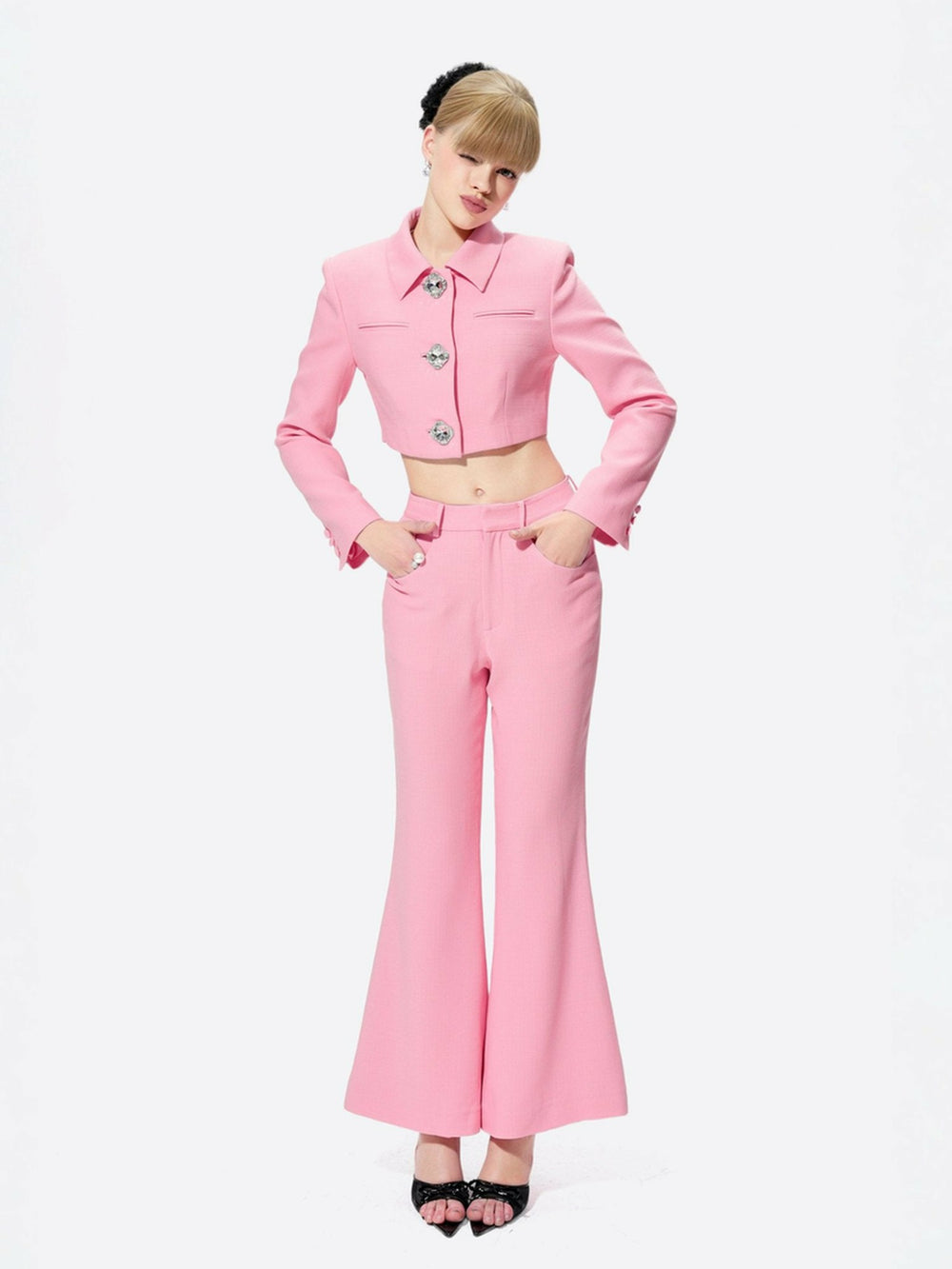 Tatiana Crop Blazer: Pink Blazer for Birthday Celebration | Nana Jacqueline