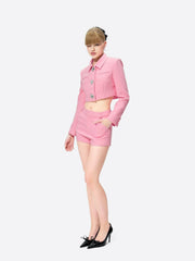 Tatiana Crop Blazer: Pink Blazer for Birthday Celebration | Nana Jacqueline