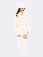 Althea Faux Fur Collar Cocoon Coat: White Coat for Winter Party | Nana Jacqueline