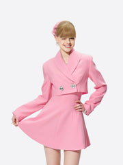Veronica Crop Blazer: Pink Crop Blazer for Brunch | Nana Jacqueline