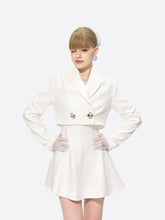 Veronica Crop Blazer: White Blazer for Engagement Party | Nana Jacqueline