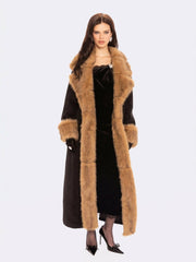 Adriana Faux Fur Coat: Black Long Coat for Cocktail Party | Nana Jacqueline