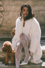Marisa Fur Coat: White Coat for Winter Cocktail Party | Nana Jacqueline