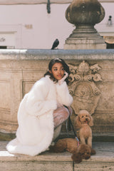 Marisa Fur Coat: White Coat for Winter Cocktail Party | Nana Jacqueline