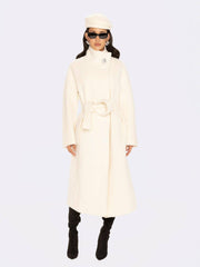 Audrey Long Coat: Off White Coat for Winter Wedding Guest | Nana Jacqueline