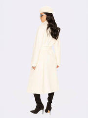 Audrey Long Coat: Off White Coat for Winter Wedding Guest | Nana Jacqueline