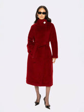 Audrey Long Coat: Red Long Coat for Holiday Party | Nana Jacqueline