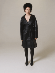 Keira Leather Trench Coat: Black Trench Coat for Date Night | Nana Jacqueline