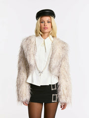 Mara Fur Coat: Pattern Fur Coat for Cocktail Party | Nana Jacqueline