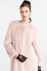 J’adore Faux Fur Long Coat: Pink Long Coat for Winter Party | Nana Jacqueline