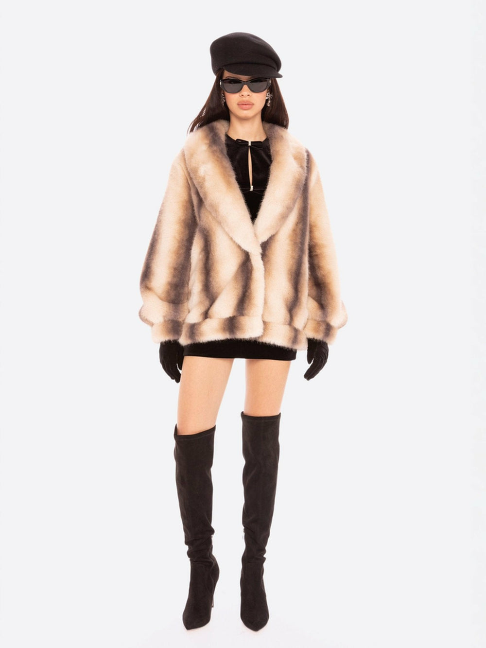 Bianca Faux Fur Coat: Beige Fur Coat for Winter Night Out | Nana Jacqueline