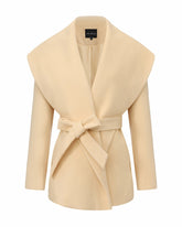 Victoria Bow Coat: Yellow Wrap Coat for Daytime Events | Nana Jacqueline