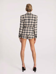 Maya Lapel Suit Jacket: Black Checkered Jacket for Cocktail Party | Nana Jacqueline