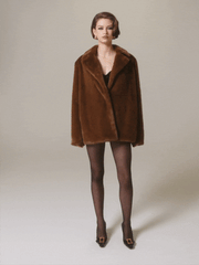 Phoebe Fur Jacket: Brown Fur Jacket for Evening Events | Nana Jacqueline