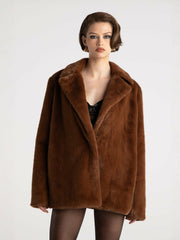 Phoebe Fur Jacket: Brown Fur Jacket for Evening Events | Nana Jacqueline