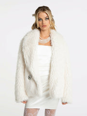Alyssa Fur Coat: White Fur Coat for Winter Party | Nana Jacqueline