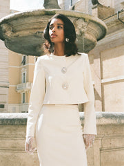 Claira Coat: Off-White Coat for Rehearsal Dinner | Nana Jacqueline