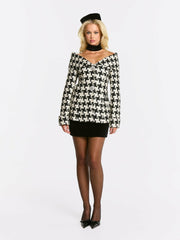 Marlee Plaid Top: Black White Top for Date Night | Nana Jacqueline