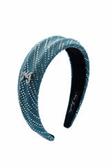 Blue Denim Headband with Crystal Detail | Nana Jacqueline