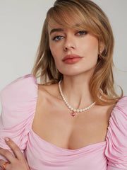 Lisette Heart Necklace: Pearl Necklace for Valentine's Day | Nana Jacqueline