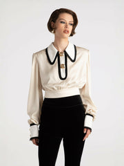 Lori Satin Top: Cream Satin Top for Date Night | Nana Jacqueline