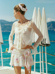 Monroe Ruffle Tie Champagne Blouse | Nana Jacqueline